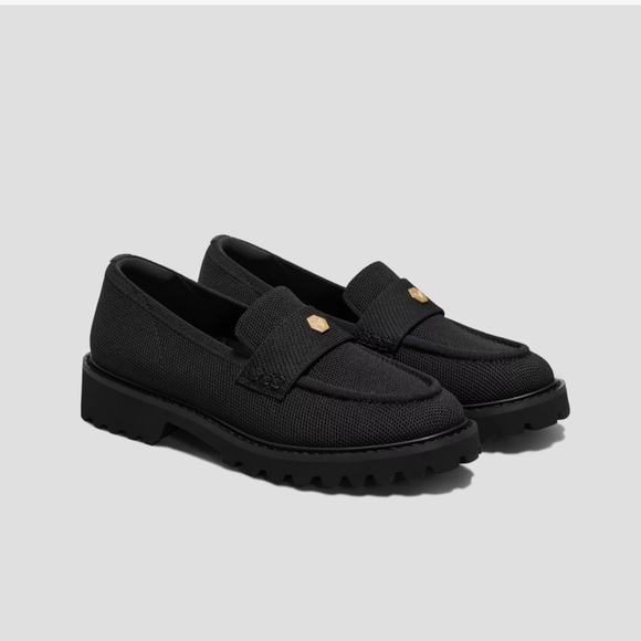 Vivaia Francesca Round-Toe Platform Chunky Heel Loafers black 36/5.5-6 NEW